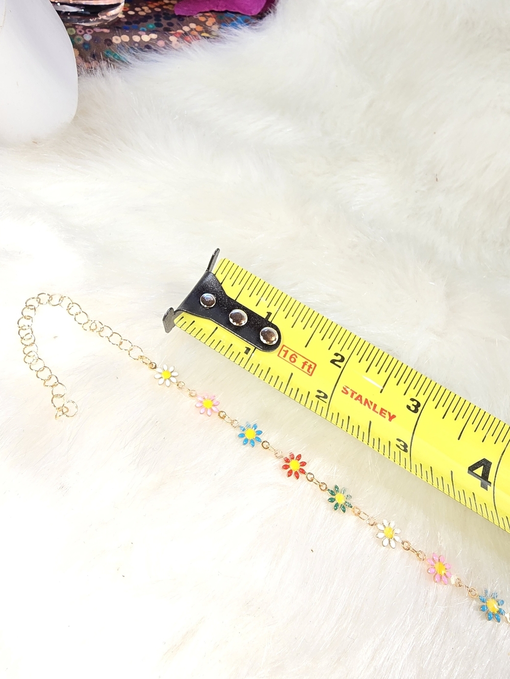 Colorful Daisies on Gold-tone  Chain Necklace - Picture 6 of 12